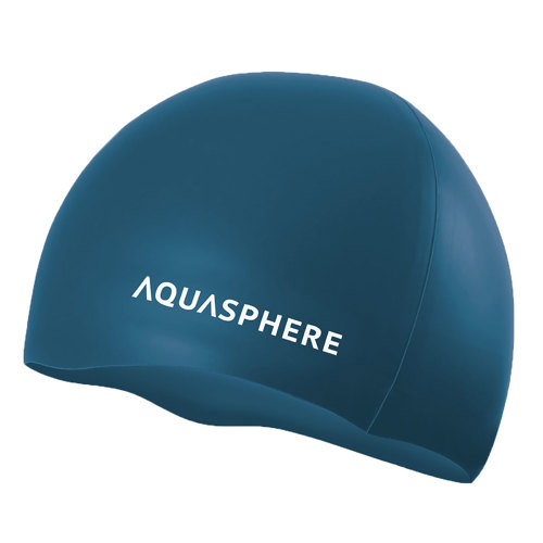 Aqua Sphere Plain Silicone Swimming Cap Dark Green/White Single